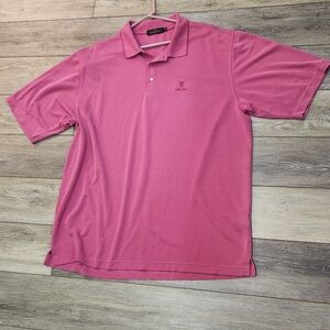 The Bugatchi Uomo Men's Textured Pink Casual Short Sleeve Polo Shirt in XXL